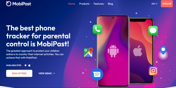 The best phone tracker for parental control is MobiPast!
